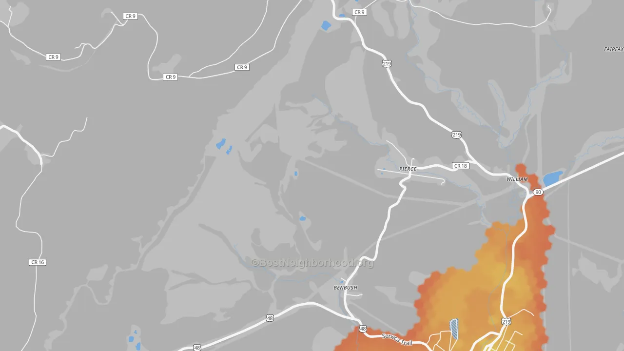 Bike Grade map of Pierce, WV