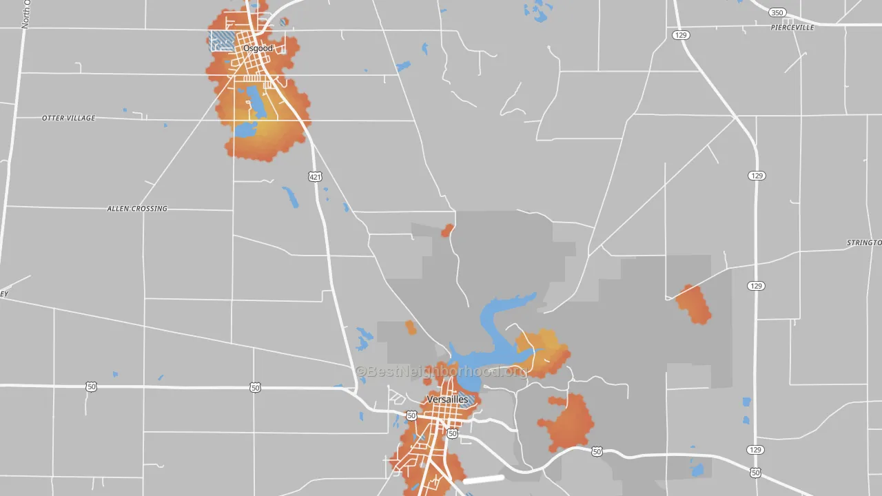 Bike Grade map of Pierceville, IN