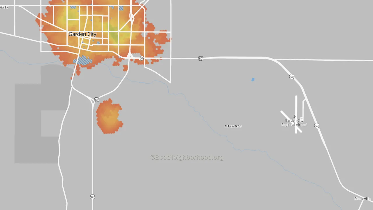 Bike Grade map of Pierceville, KS