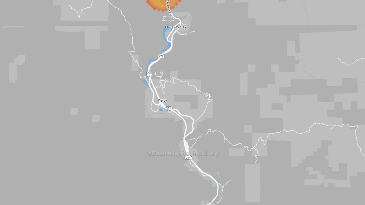 Bike Grade map of Piercy, CA