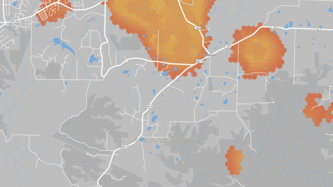Bike Grade map of Pierpont, MO