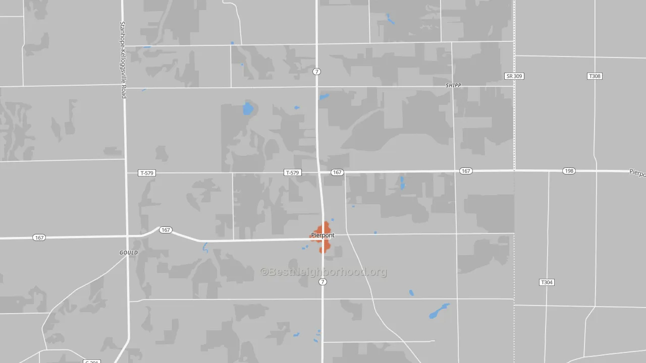 Bike Grade map of Pierpont, OH