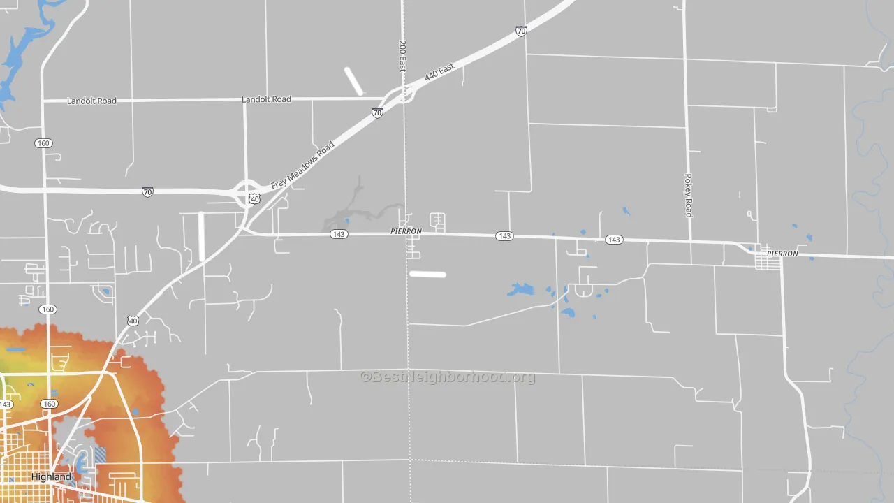 Bike Grade map of Pierron, IL