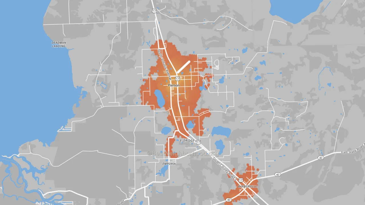 Bike Grade map of Pierson, FL