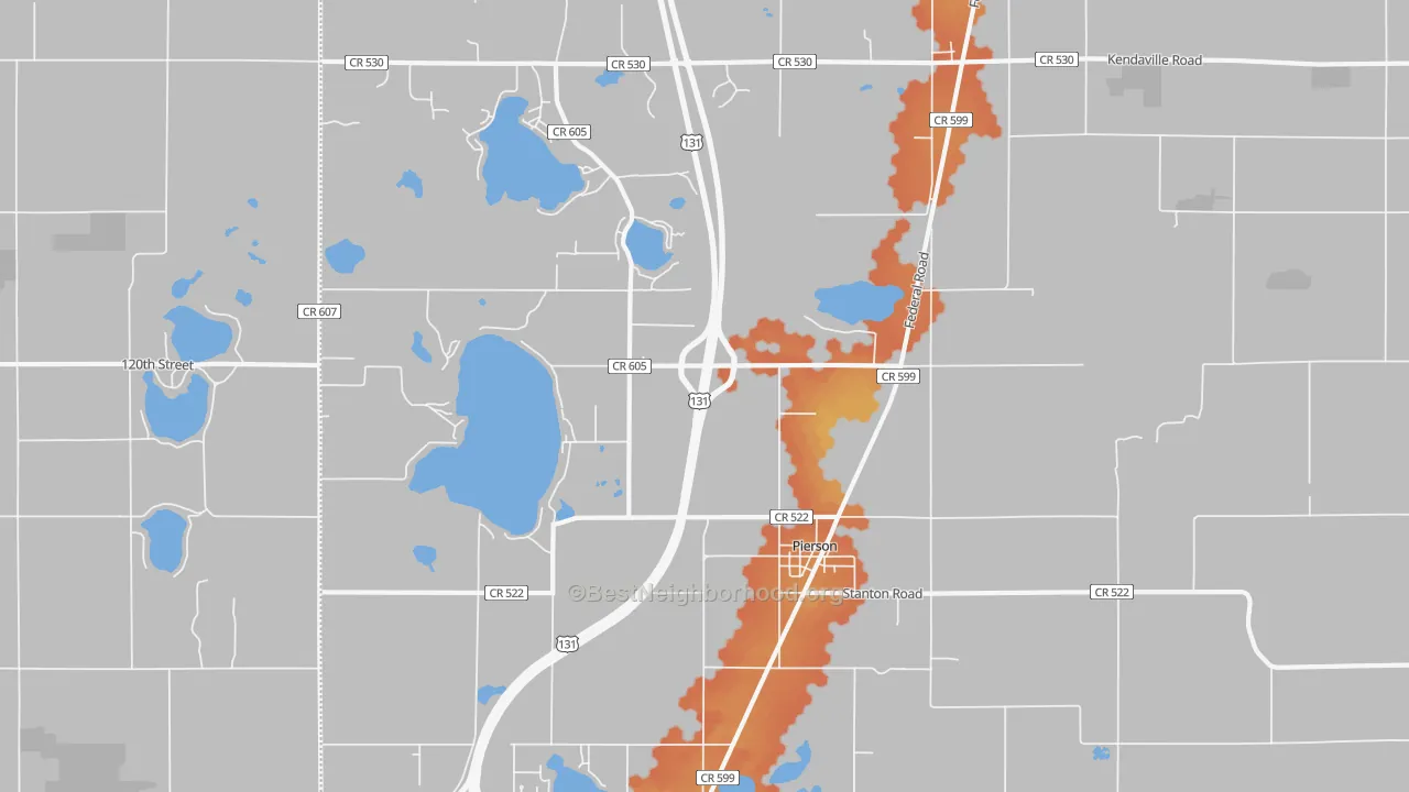 Bike Grade map of Pierson, MI