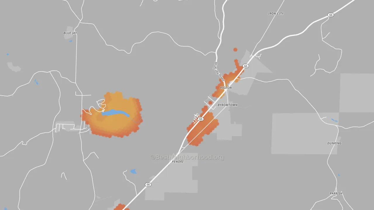 Bike Grade map of Pigeon, PA
