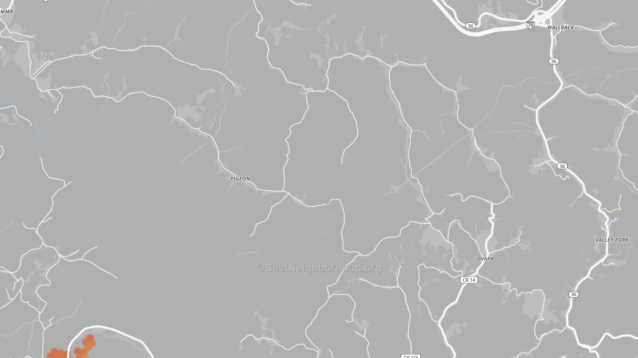 Bike Grade map of Pigeon, WV