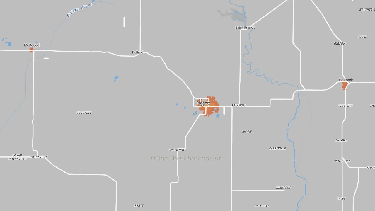 Bike Grade map of Piggott, AR