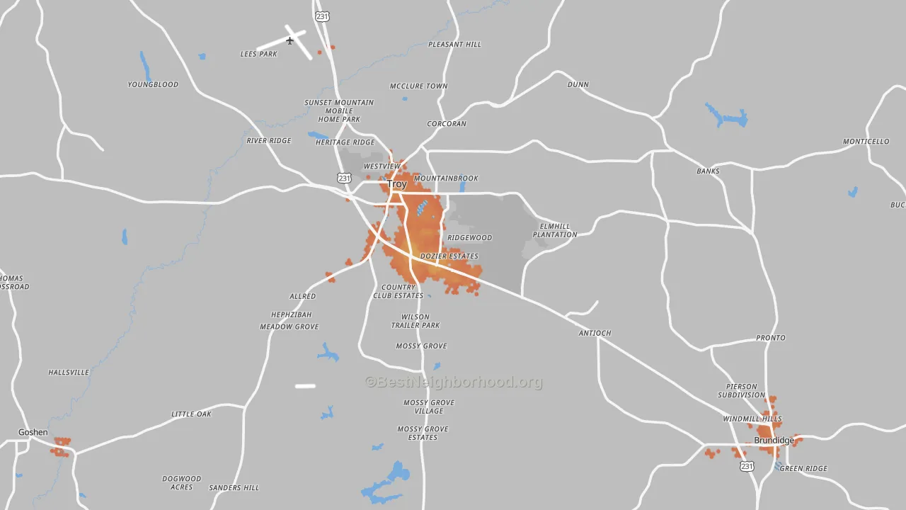 Bike Grade map of Pike County, AL