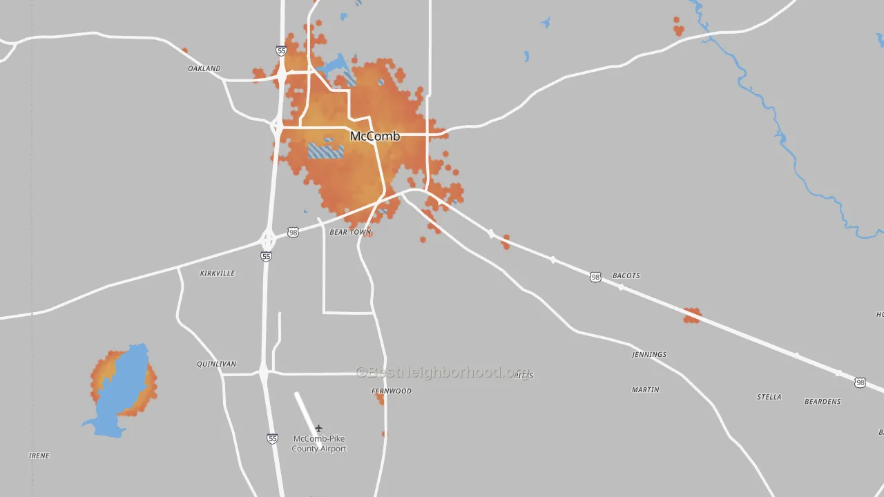 Bike Grade map of Pike County, MS