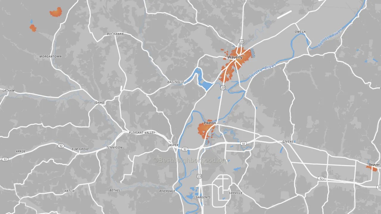 Bike Grade map of Pike County, OH