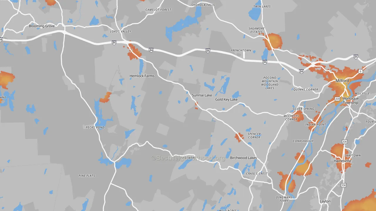Bike Grade map of Pike County, PA