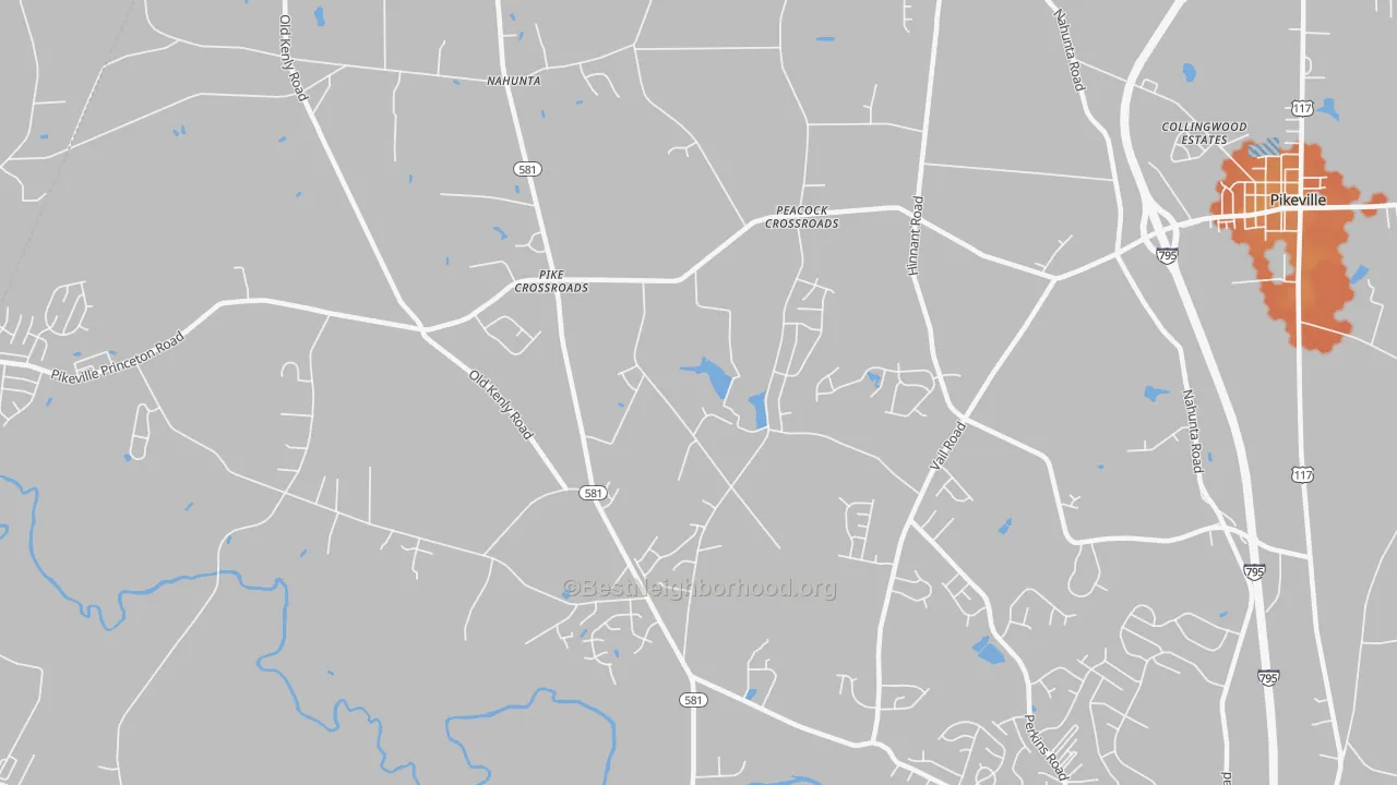 Bike Grade map of Pike Crossroads, NC