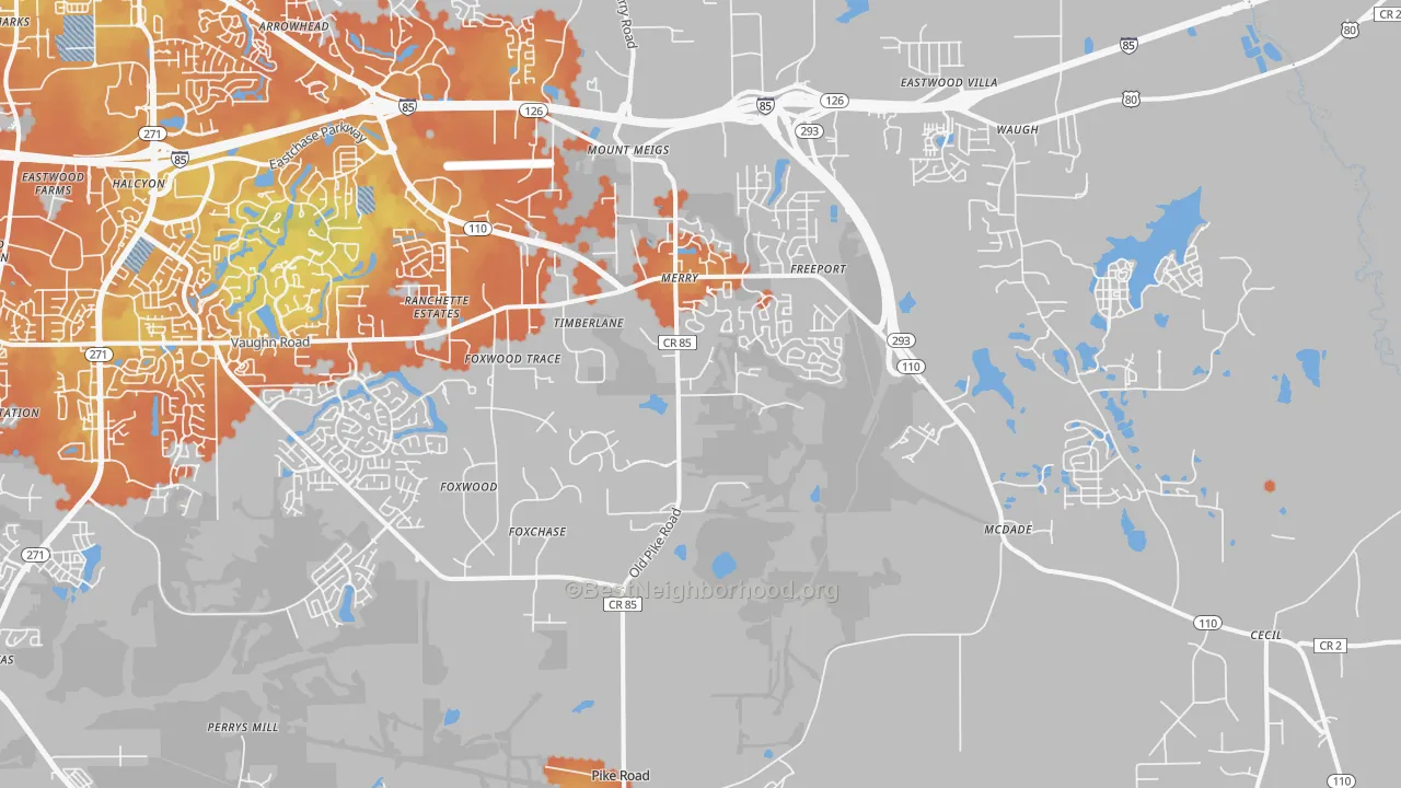 Bike Grade map of Pike Road, AL