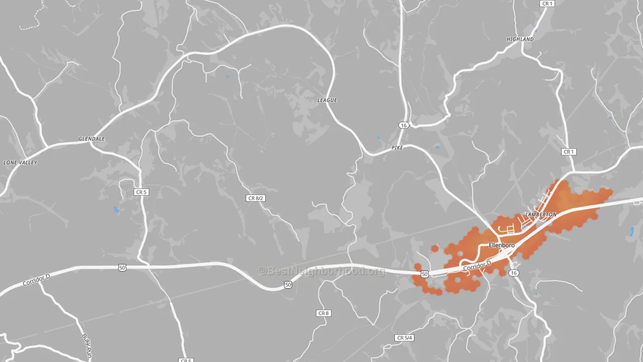Bike Grade map of Pike, WV