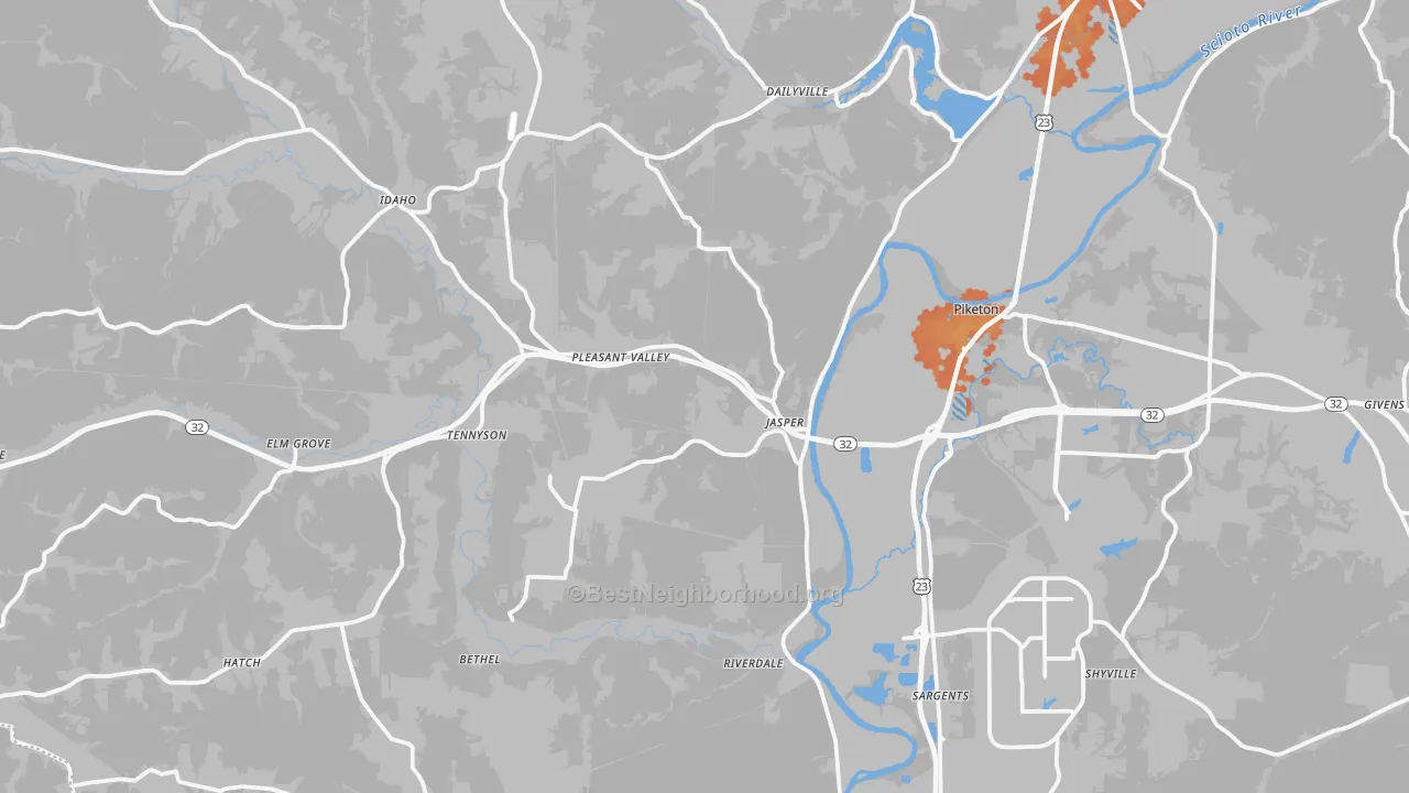 Bike Grade map of Piketon, OH