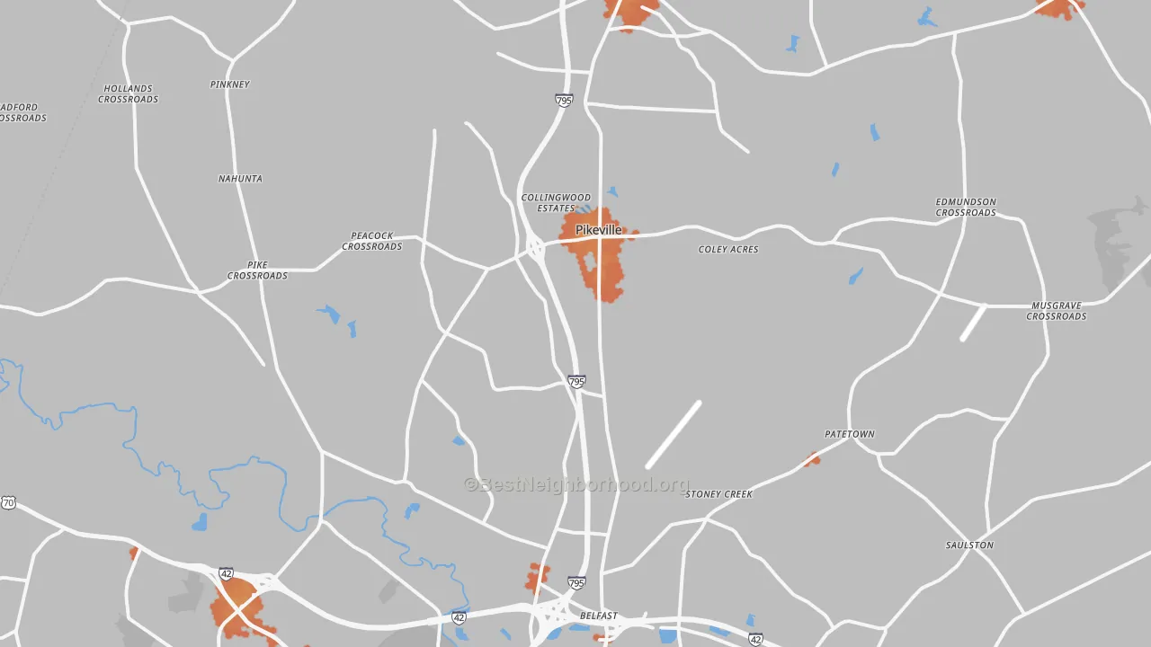 Bike Grade map of Pikeville, NC