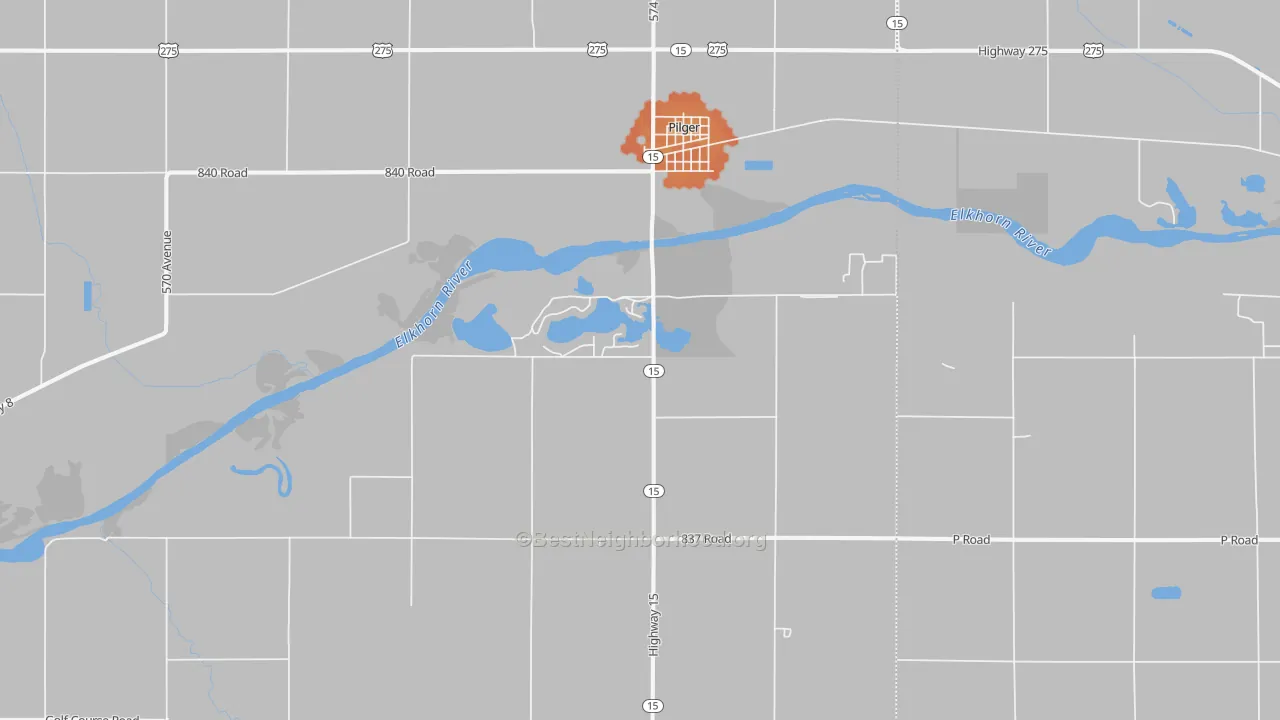 Bike Grade map of Pilger, NE