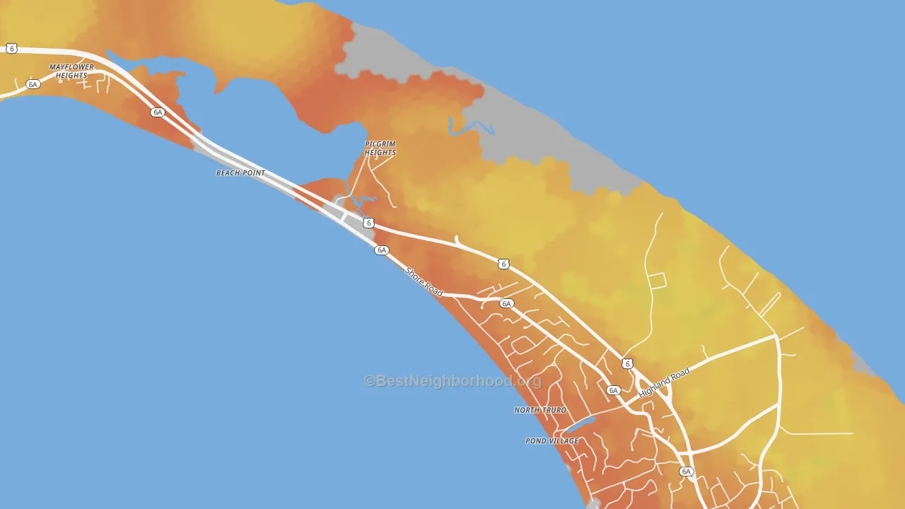 Bike Grade map of Pilgrim Heights, MA