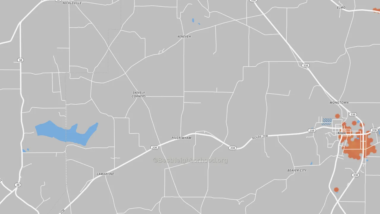 Bike Grade map of Pilgrimham, PA