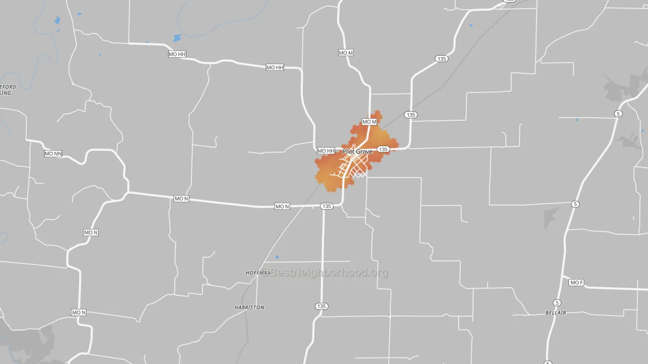 Bike Grade map of Pilot Grove, MO