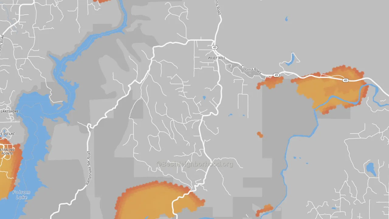Bike Grade map of Pilot Hill, CA