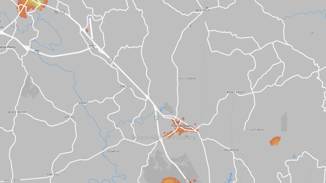 Bike Grade map of Pilot Mountain, NC