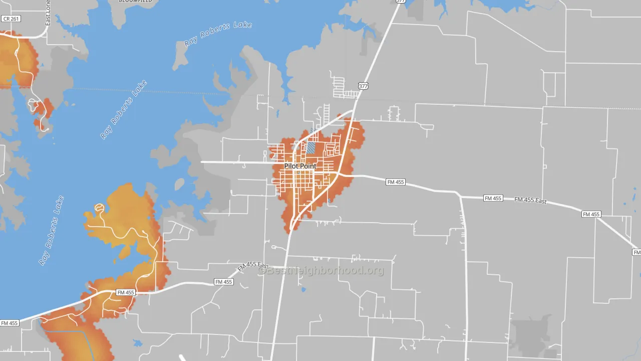 Bike Grade map of Pilot Point, TX