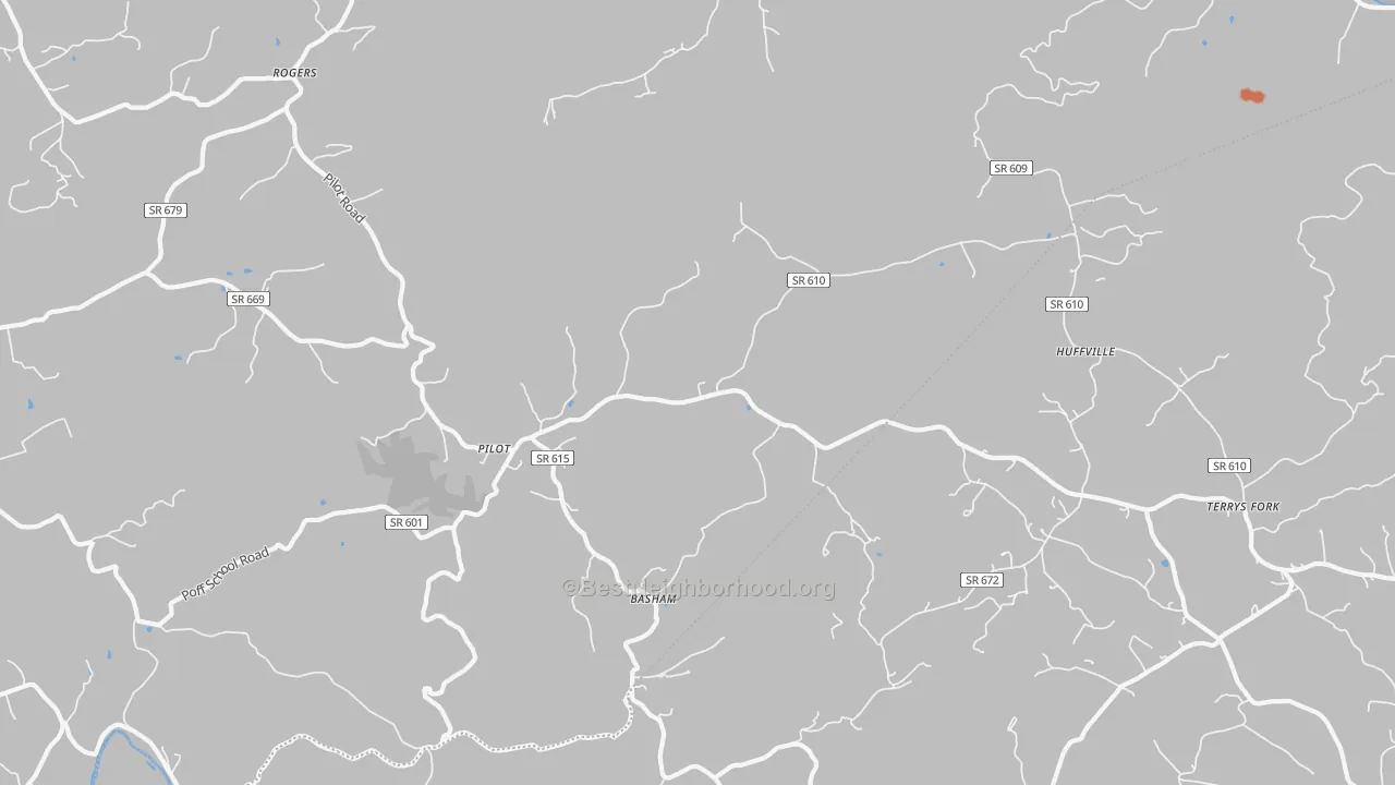Bike Grade map of Pilot, VA