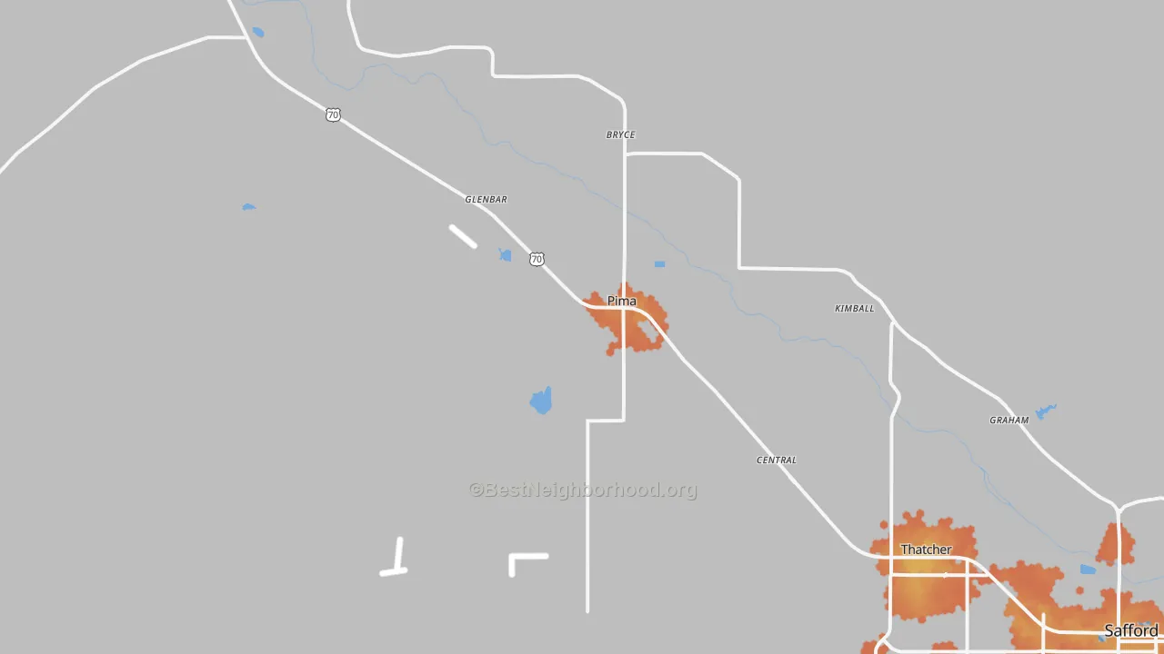 Bike Grade map of Pima, AZ