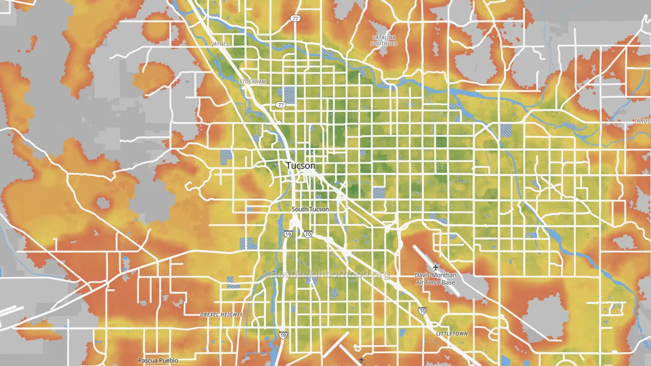 Bike Grade map of Pima County, AZ