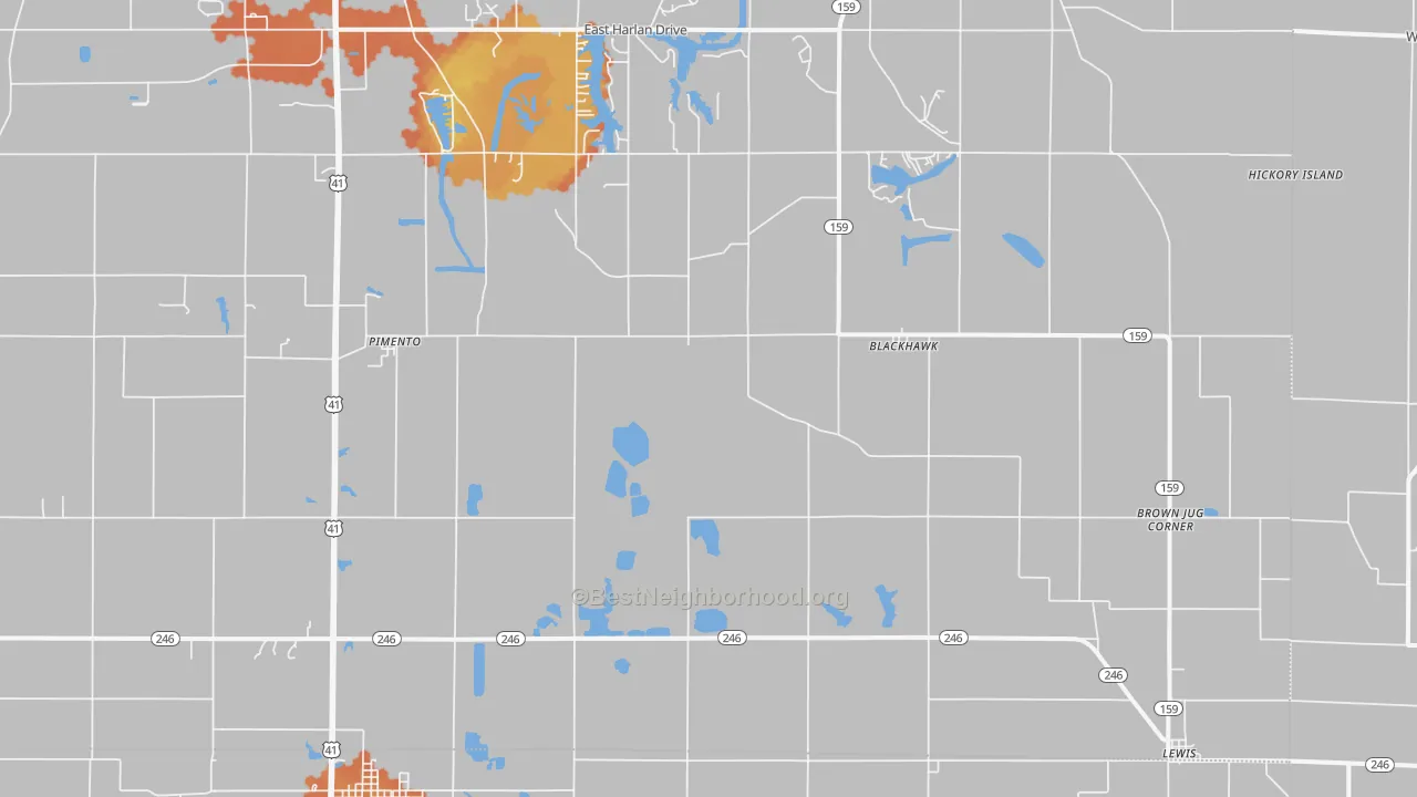 Bike Grade map of Pimento, IN