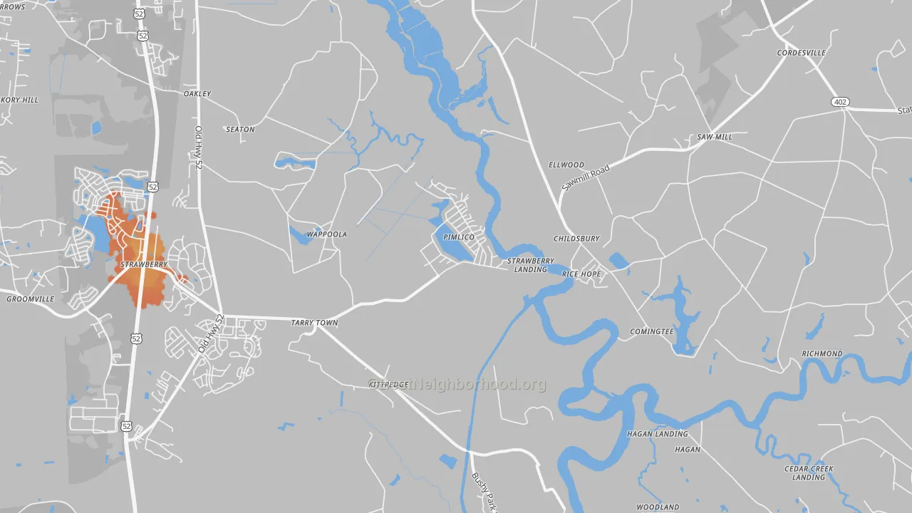 Bike Grade map of Pimlico, SC