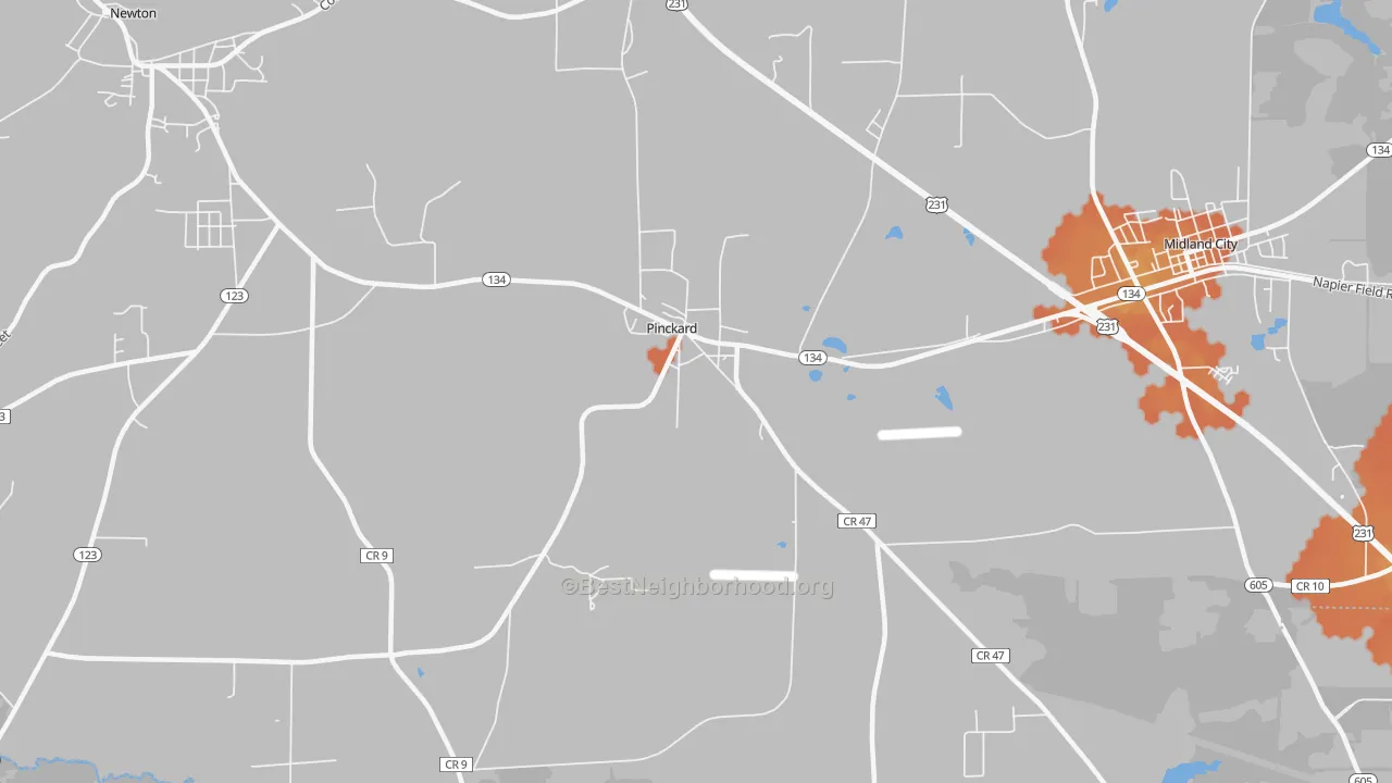 Bike Grade map of Pinckard, AL