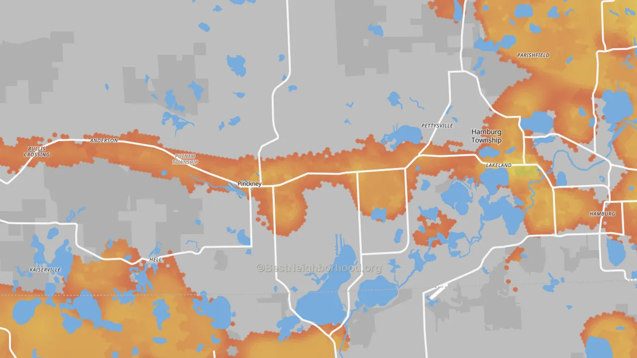 Bike Grade map of Pinckney, MI