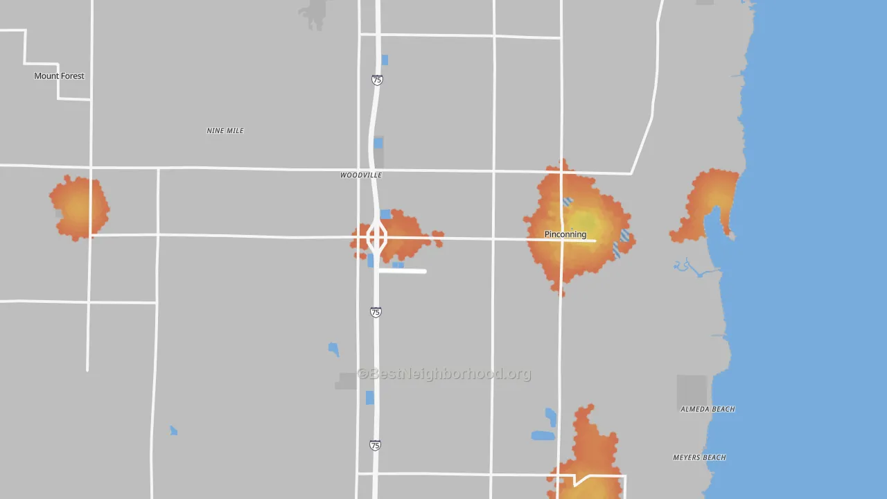 Bike Grade map of Pinconning, MI