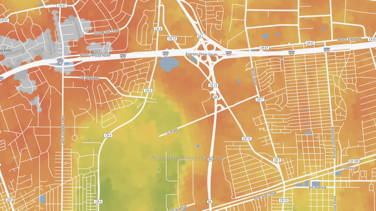 Bike Grade map of Pine Aire, NY