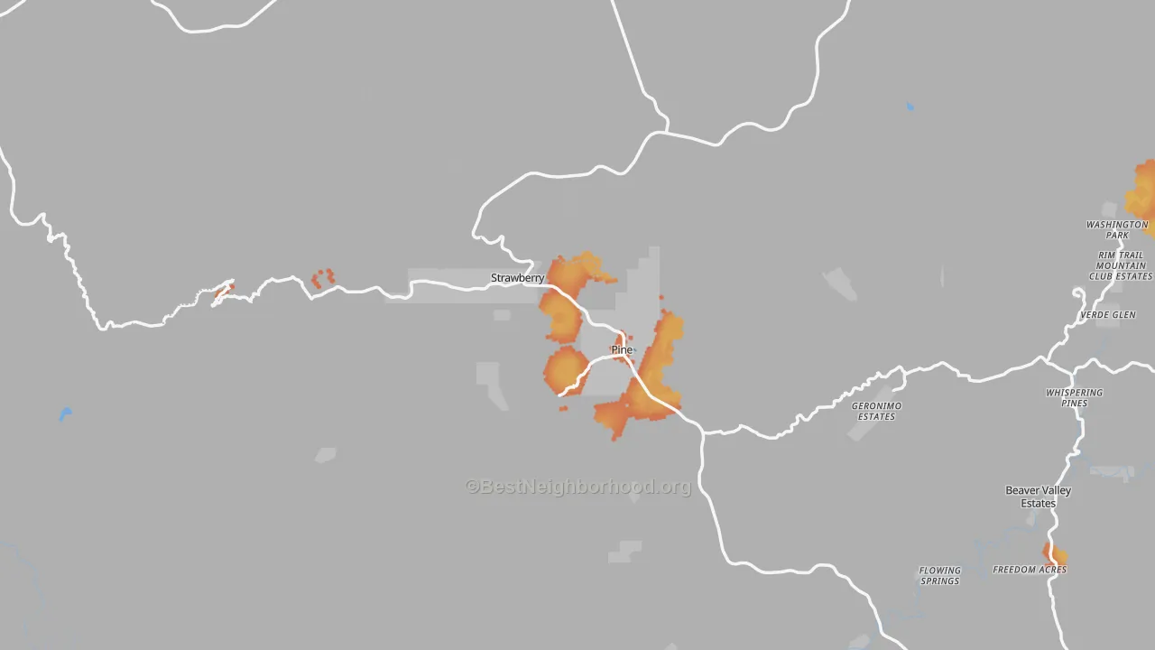 Bike Grade map of Pine, AZ