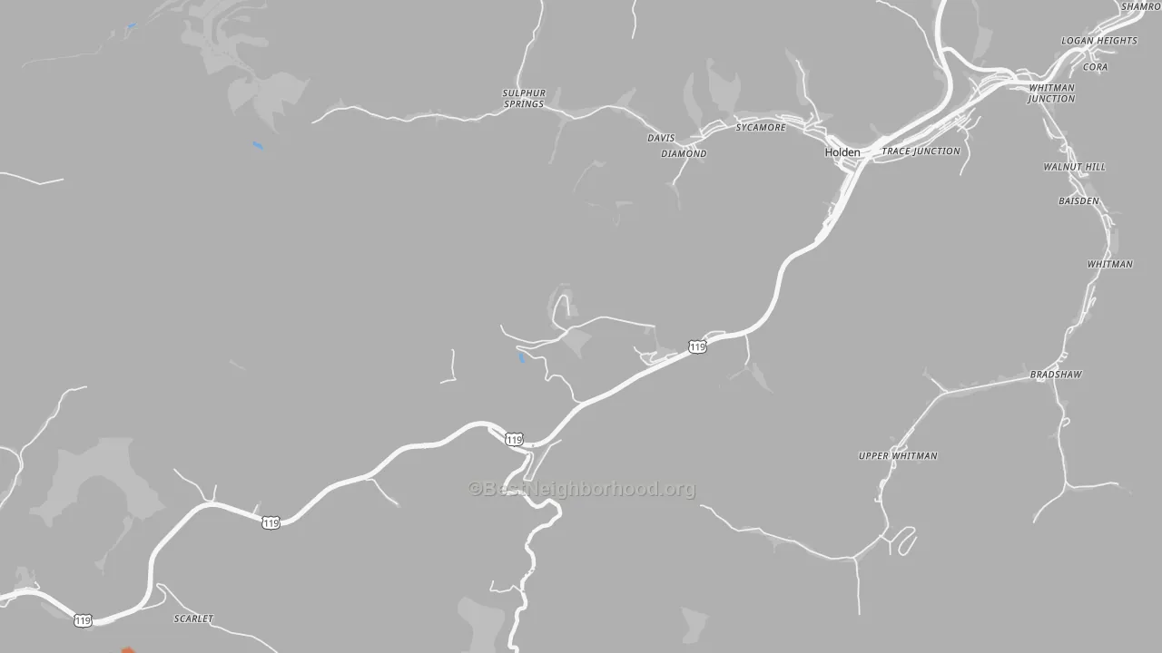 Bike Grade map of Pine Creek, WV