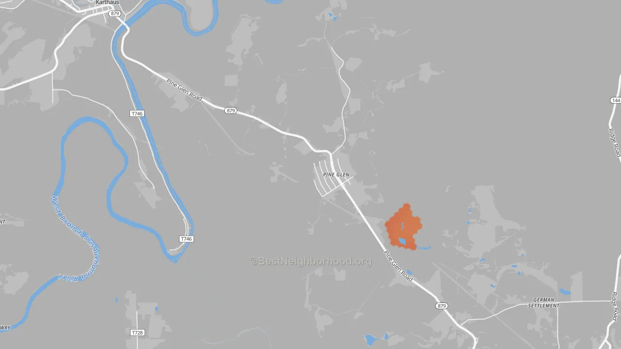 Bike Grade map of Pine Glen, PA