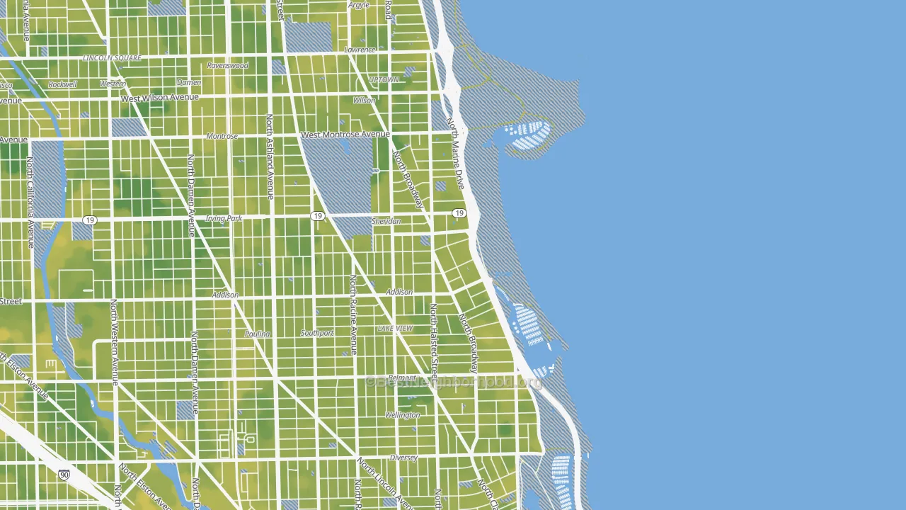 Bike Grade map of Pine Grove, Chicago, IL