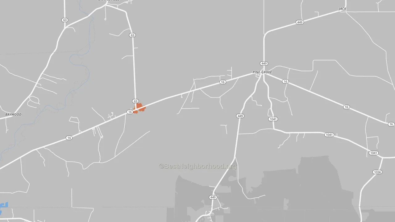 Bike Grade map of Pine Grove, LA