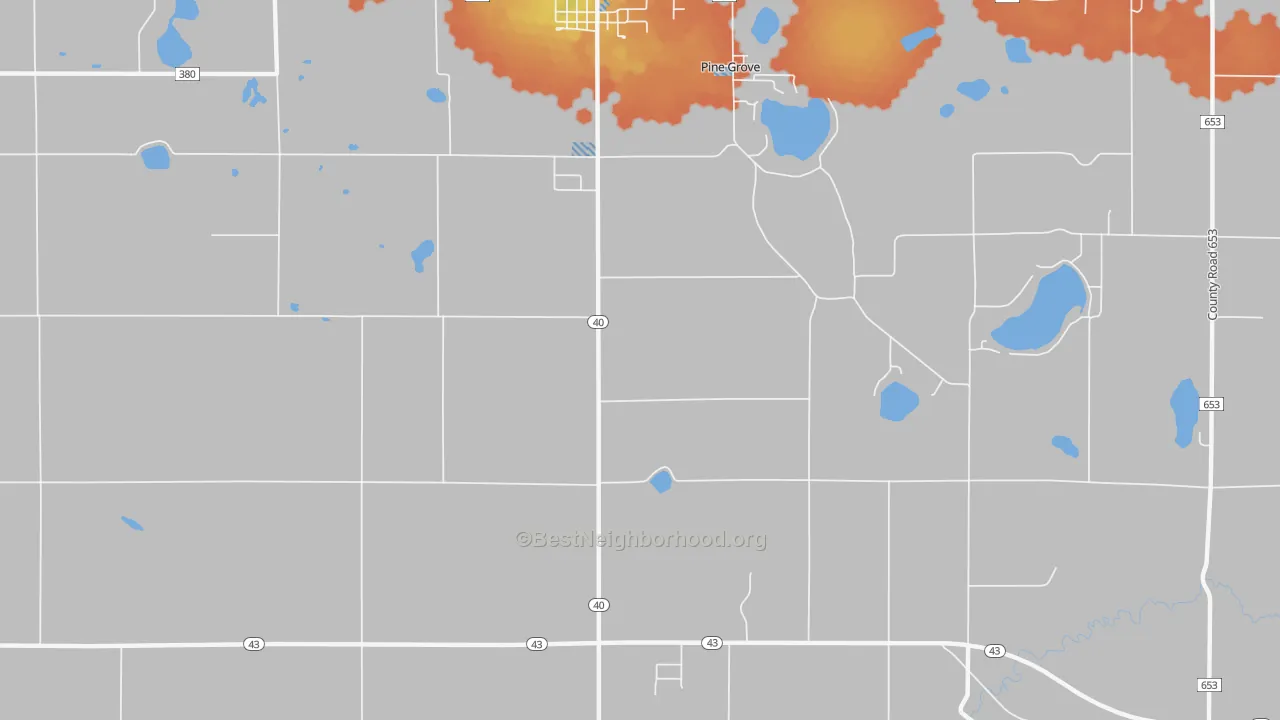 Bike Grade map of Pine Grove, MI