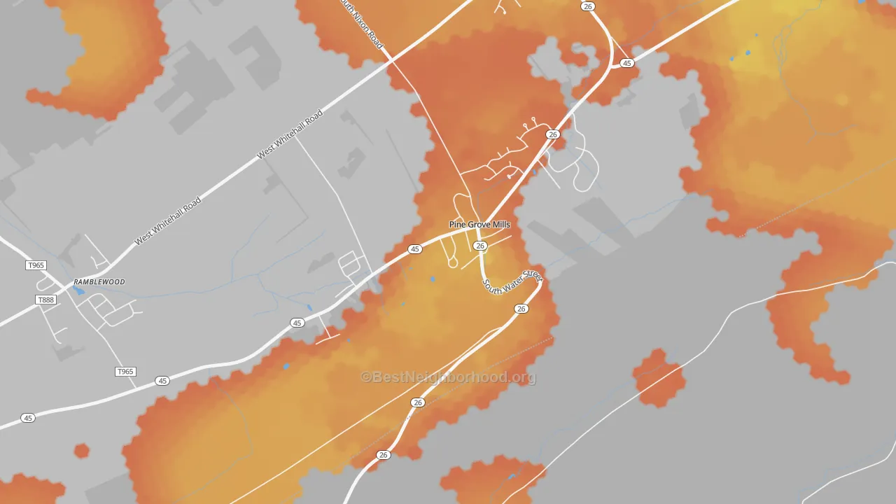 Bike Grade map of Pine Grove Mills, PA
