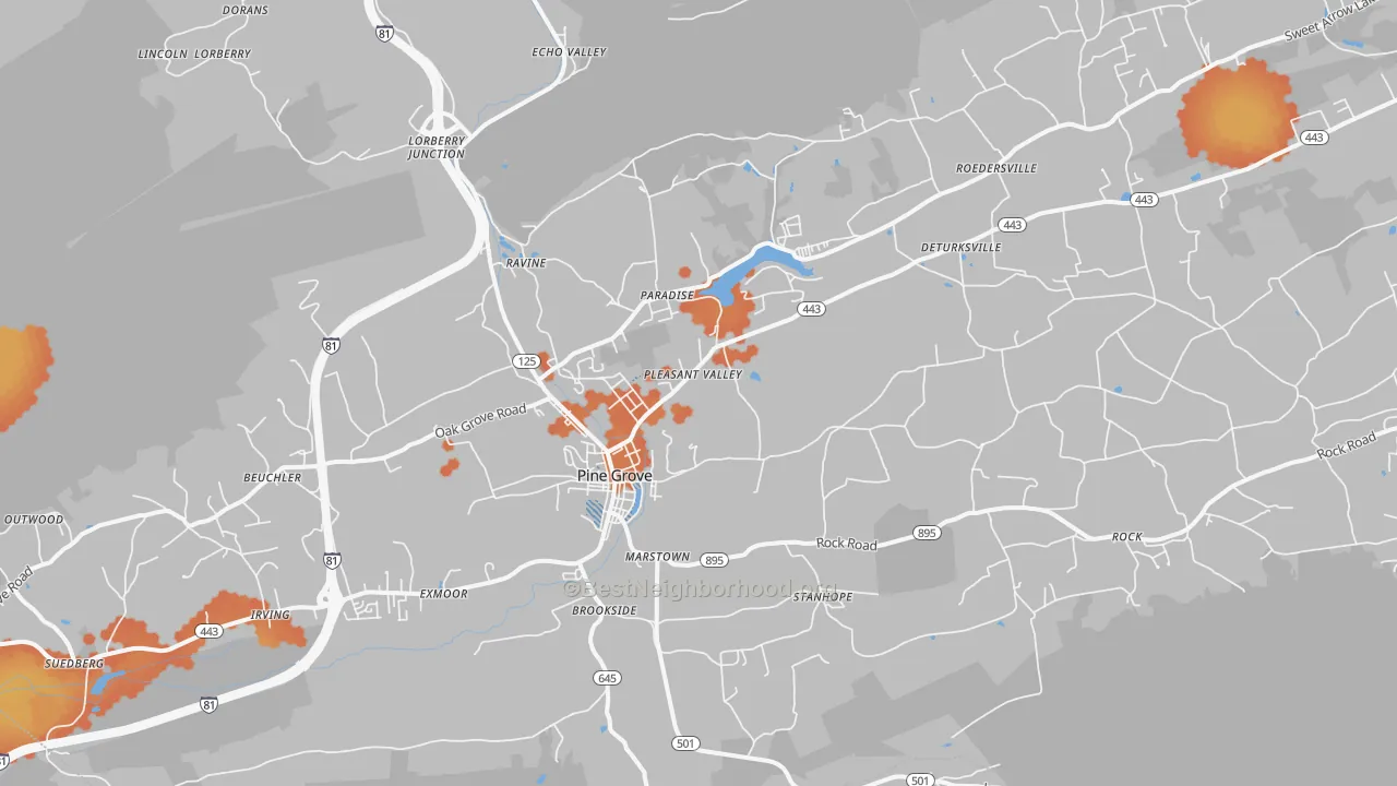 Bike Grade map of Pine Grove, PA