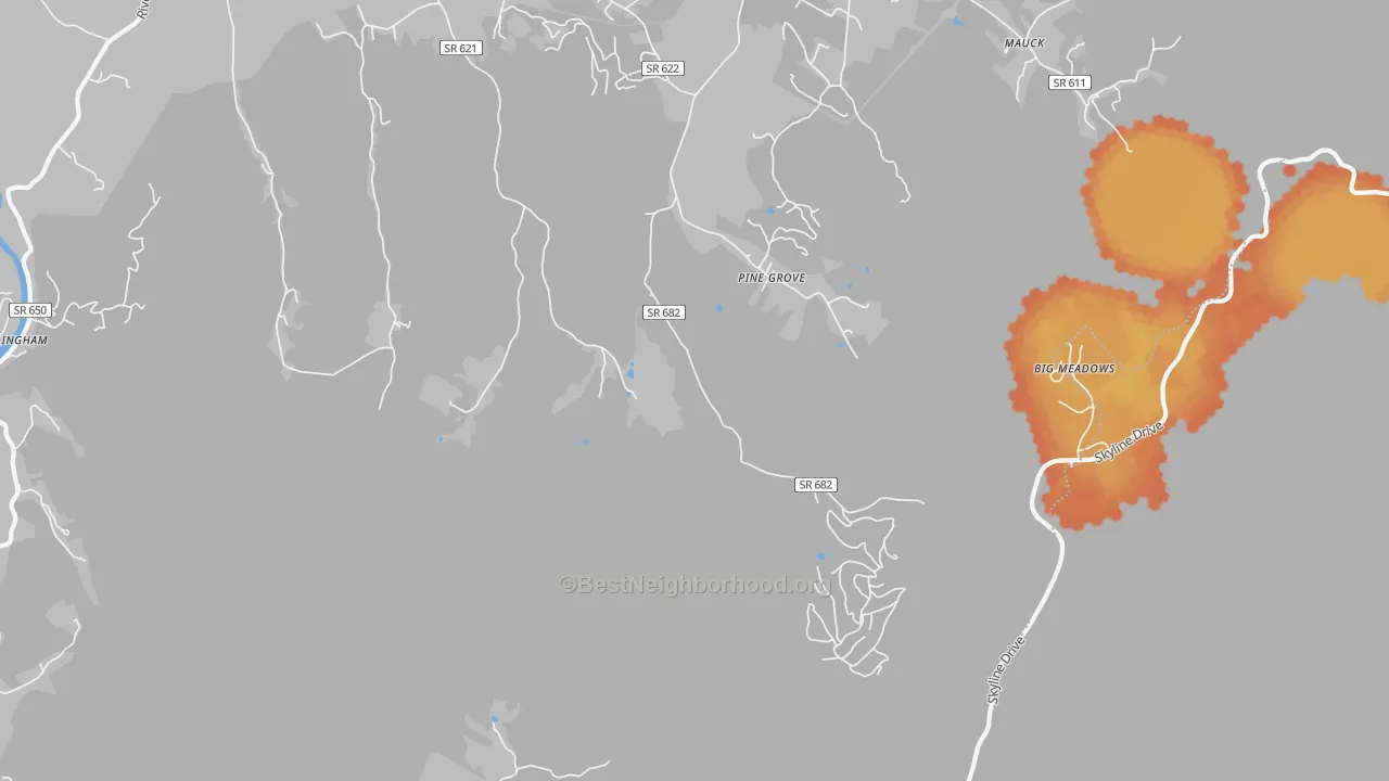 Bike Grade map of Pine Grove, VA