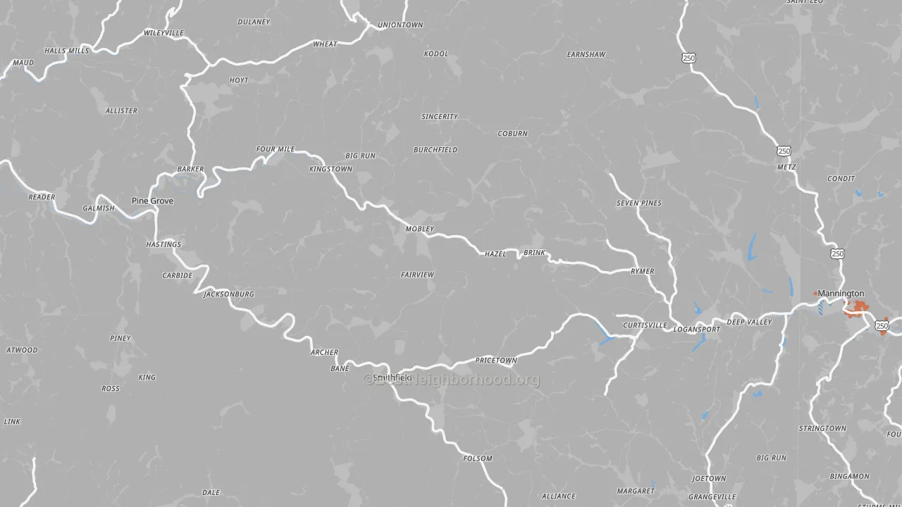 Bike Grade map of Pine Grove, WV