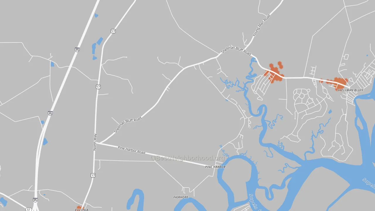 Bike Grade map of Pine Harbor, GA