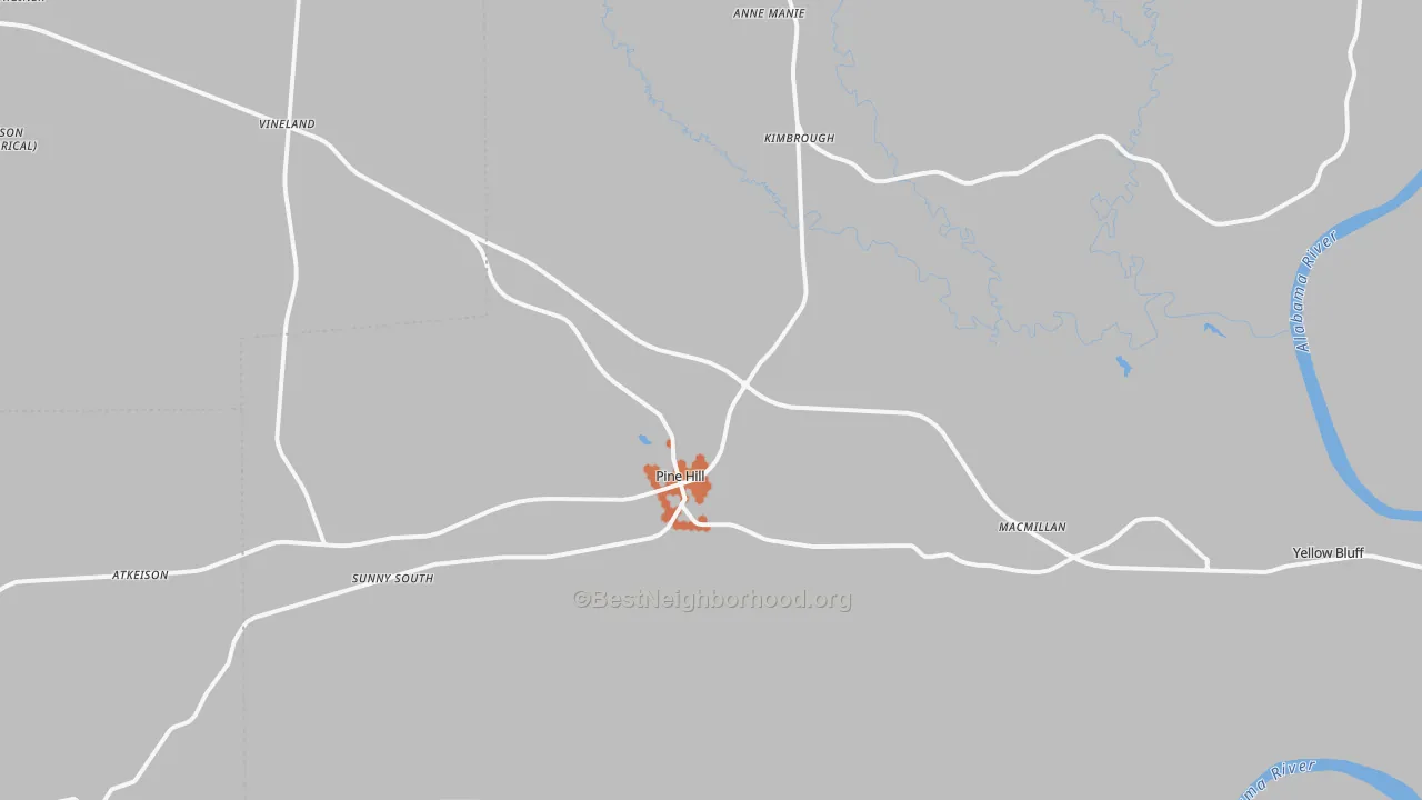 Bike Grade map of Pine Hill, AL