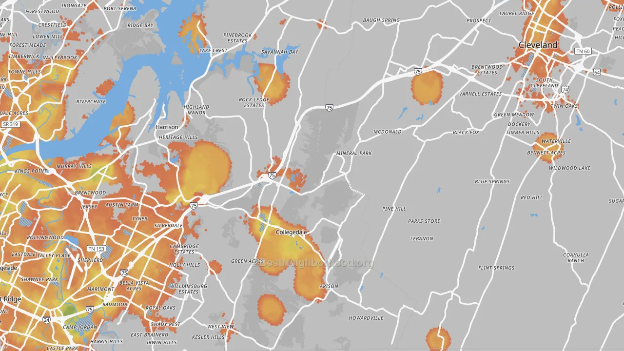 Bike Grade map of Pine Hill, TN